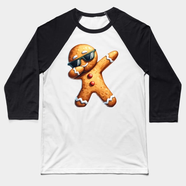 Christmas Cookie Dabbing Dance Baseball T-Shirt by Chromatic Fusion Studio